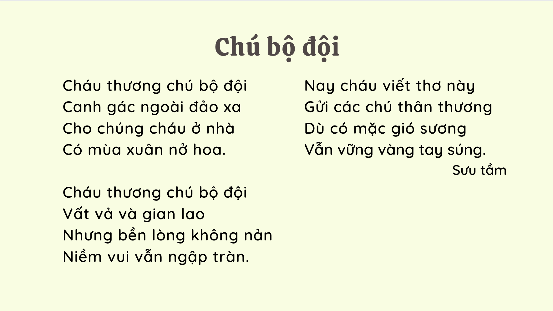 bài đọc chú bộ đội